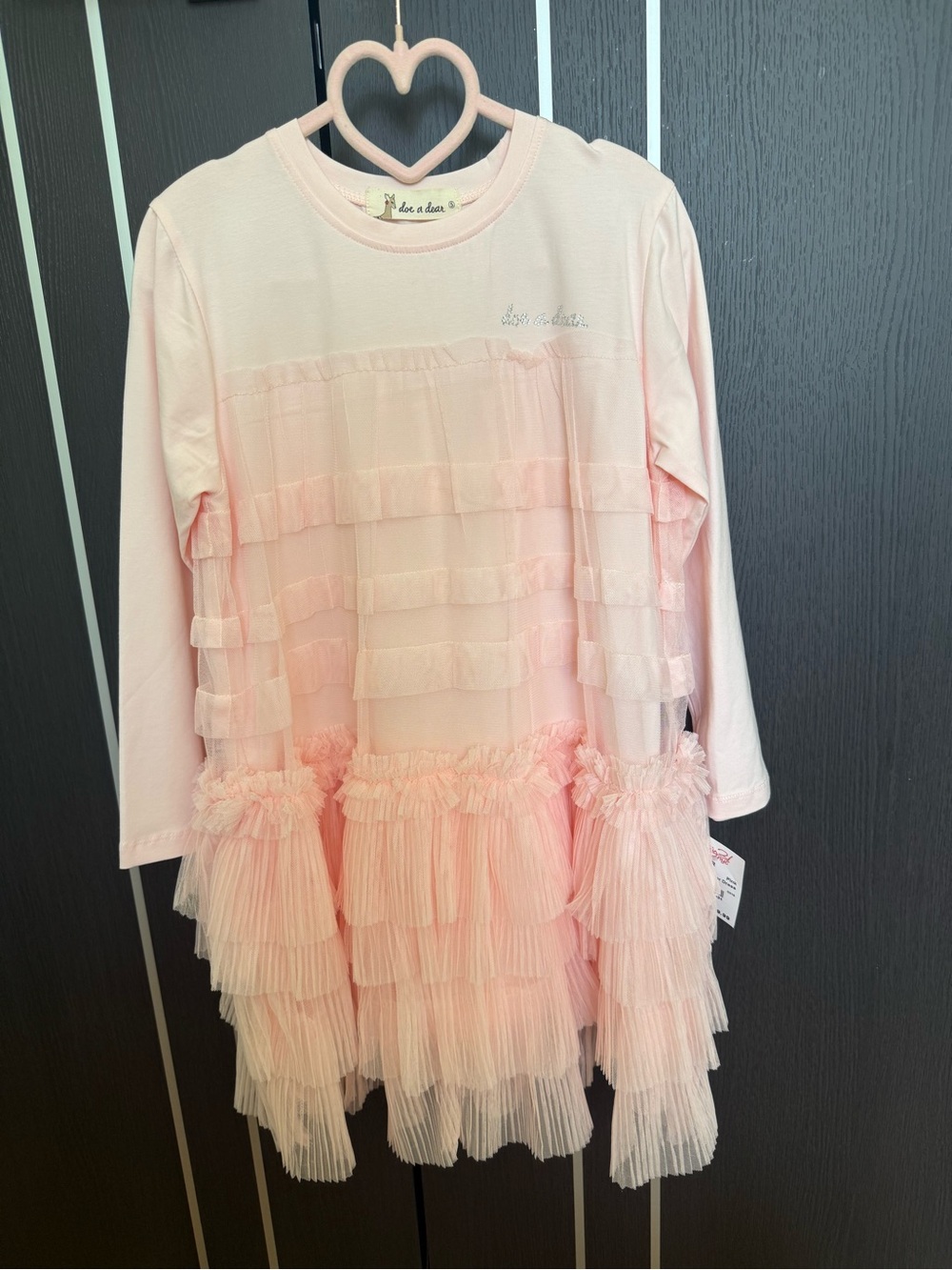 Delicate Pink Ruffle Tiered Long-Sleeve Dress by doe a dear